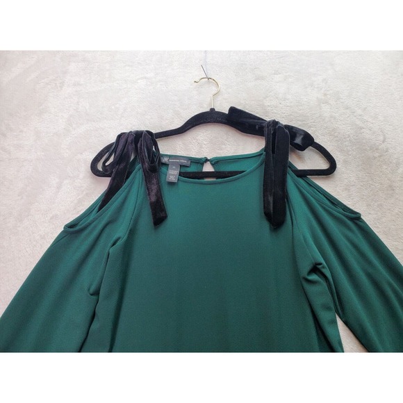 INC International Concepts Blouse Top Womens Size XS Green Cold Shoulder Sleeve - Picture 4 of 12